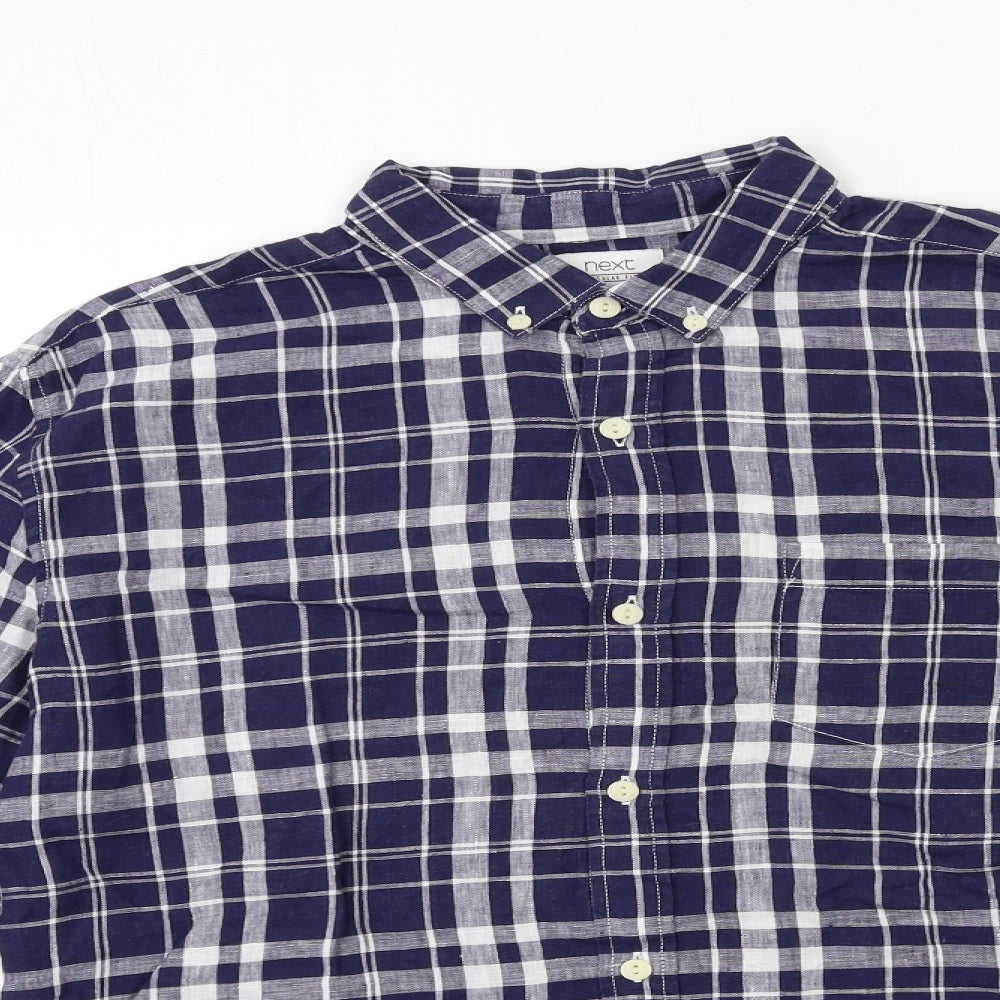 NEXT Mens Blue Check   Button-Up Size M
