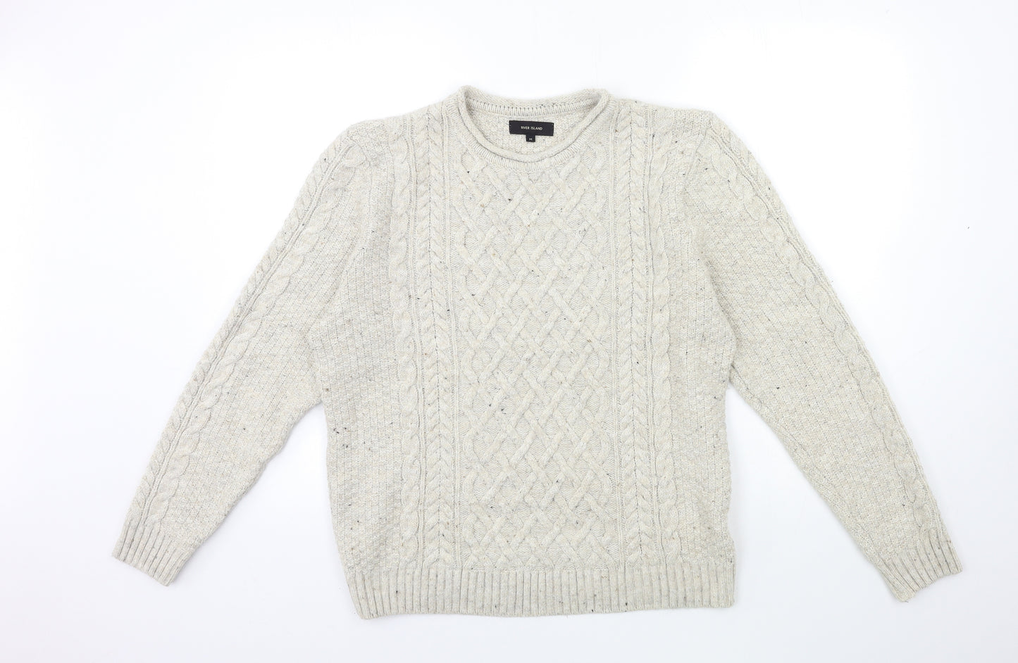 River Island Mens Beige  Knit Pullover Jumper Size M