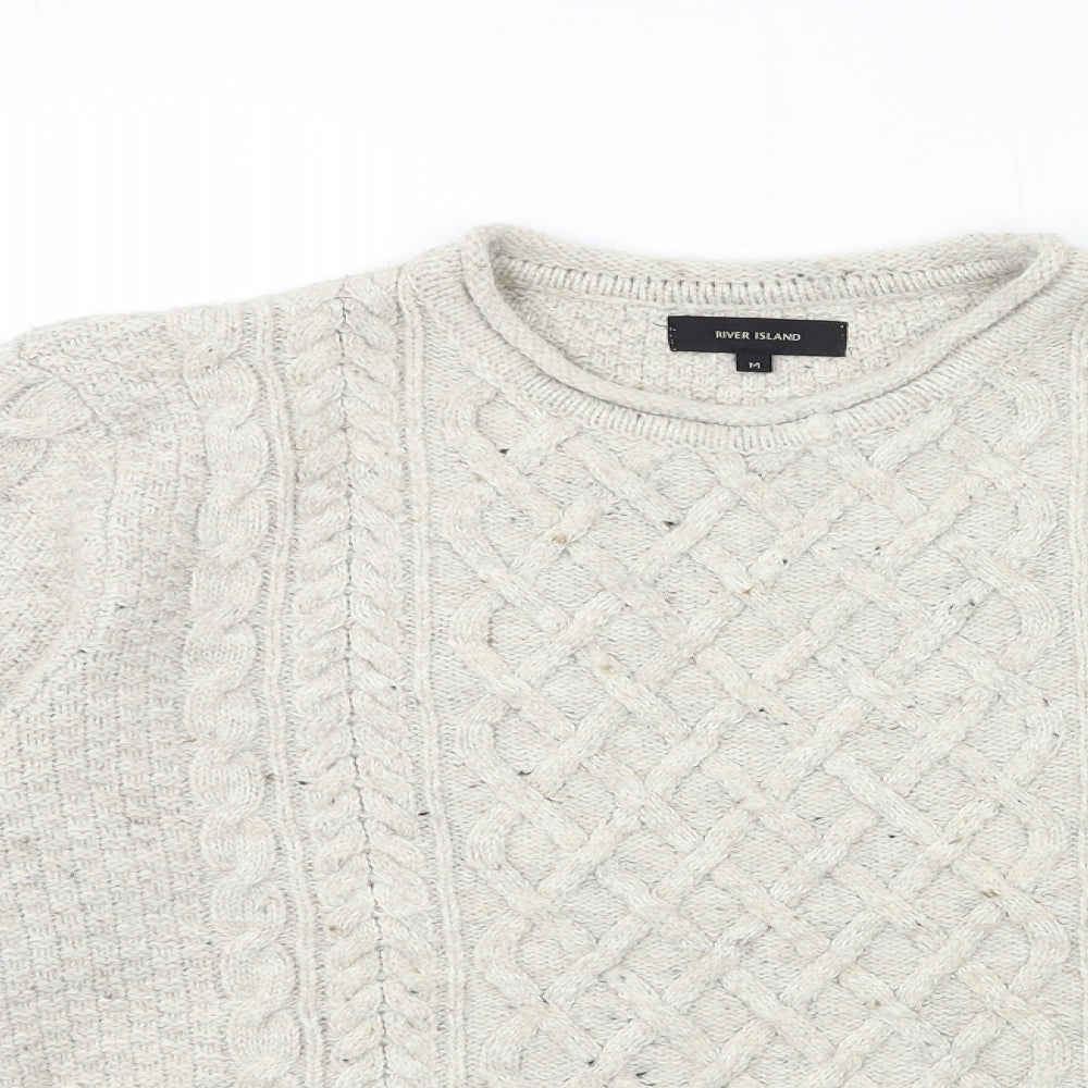 River Island Mens Beige  Knit Pullover Jumper Size M
