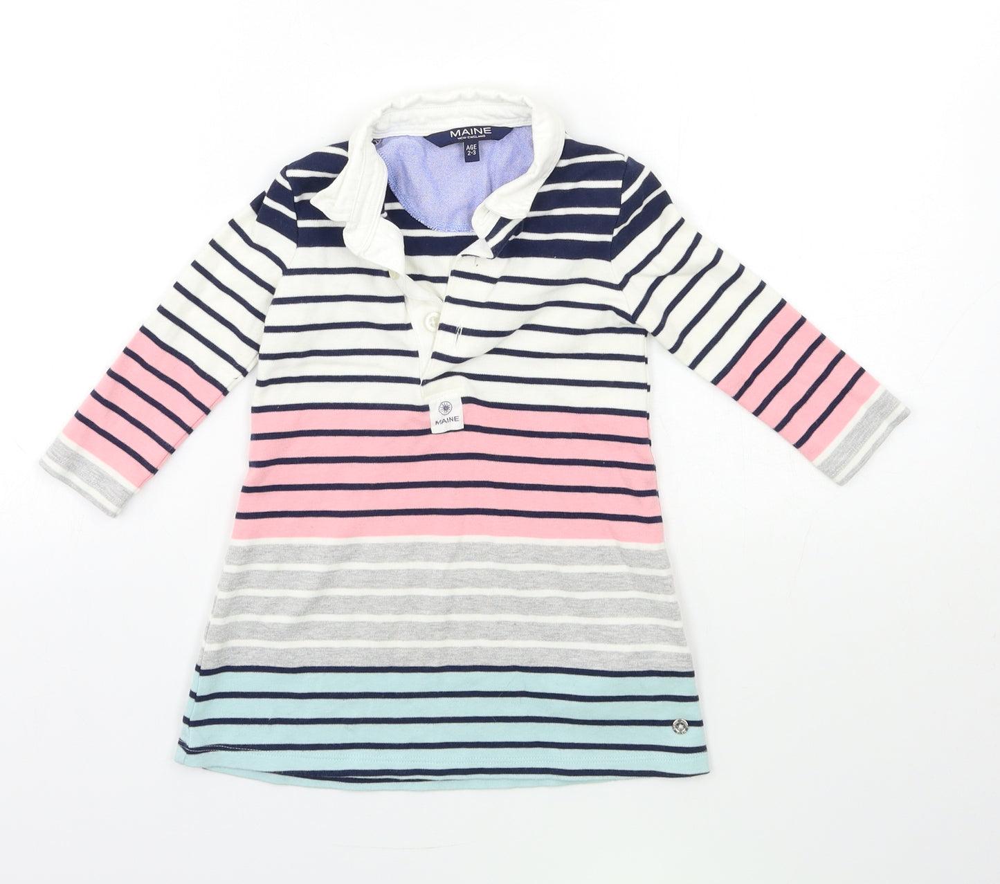 Maine Girls Pink Striped  T-Shirt Dress  Size 2-3 Years