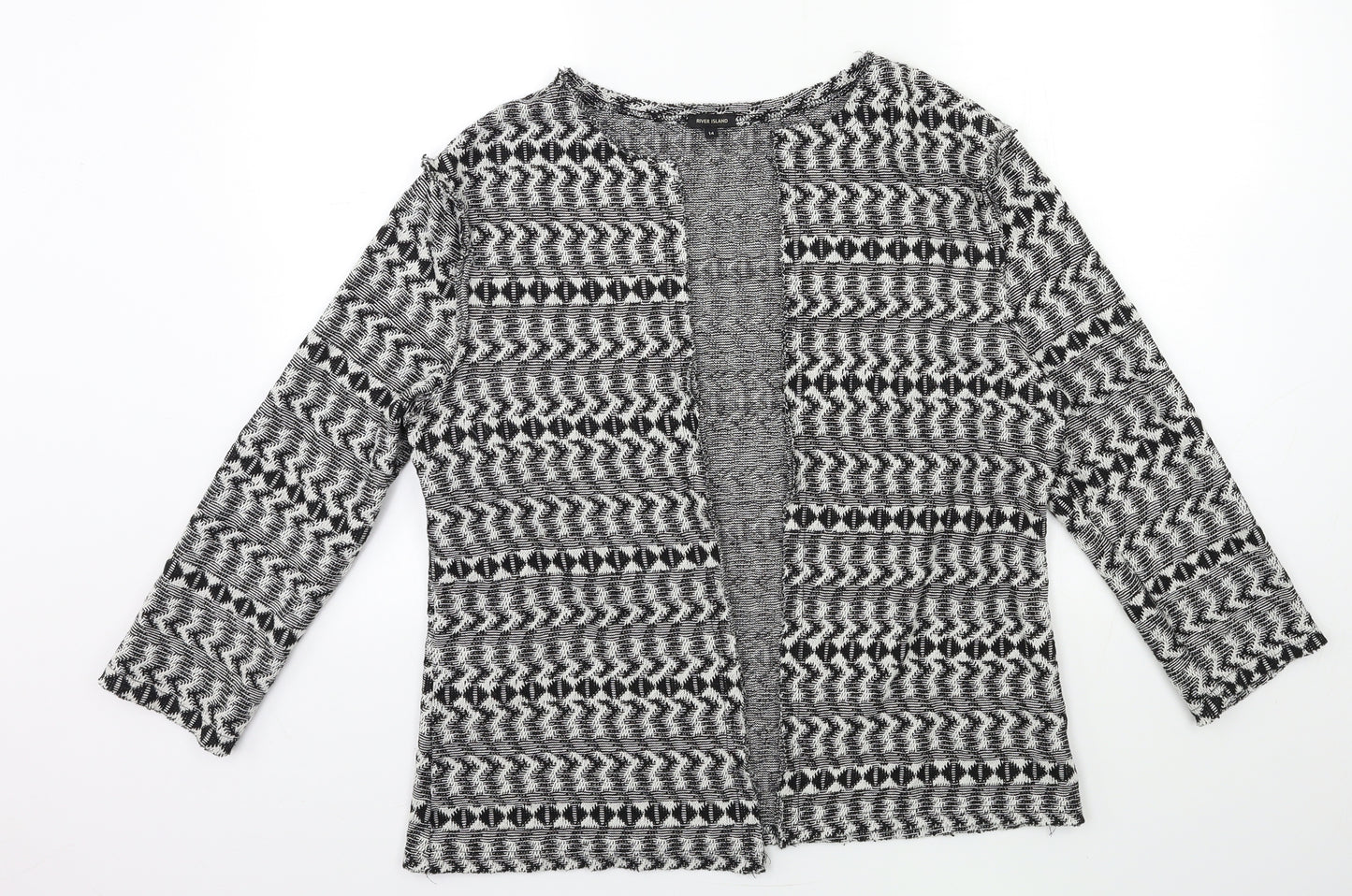 River Island Womens Black Geometric  Cardigan Jumper Size 14