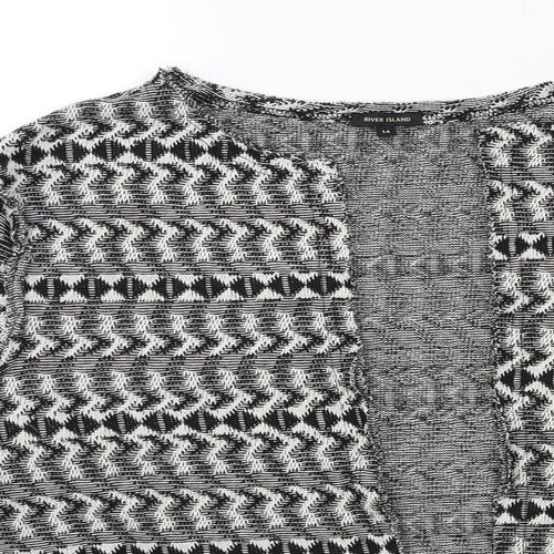 River Island Womens Black Geometric  Cardigan Jumper Size 14