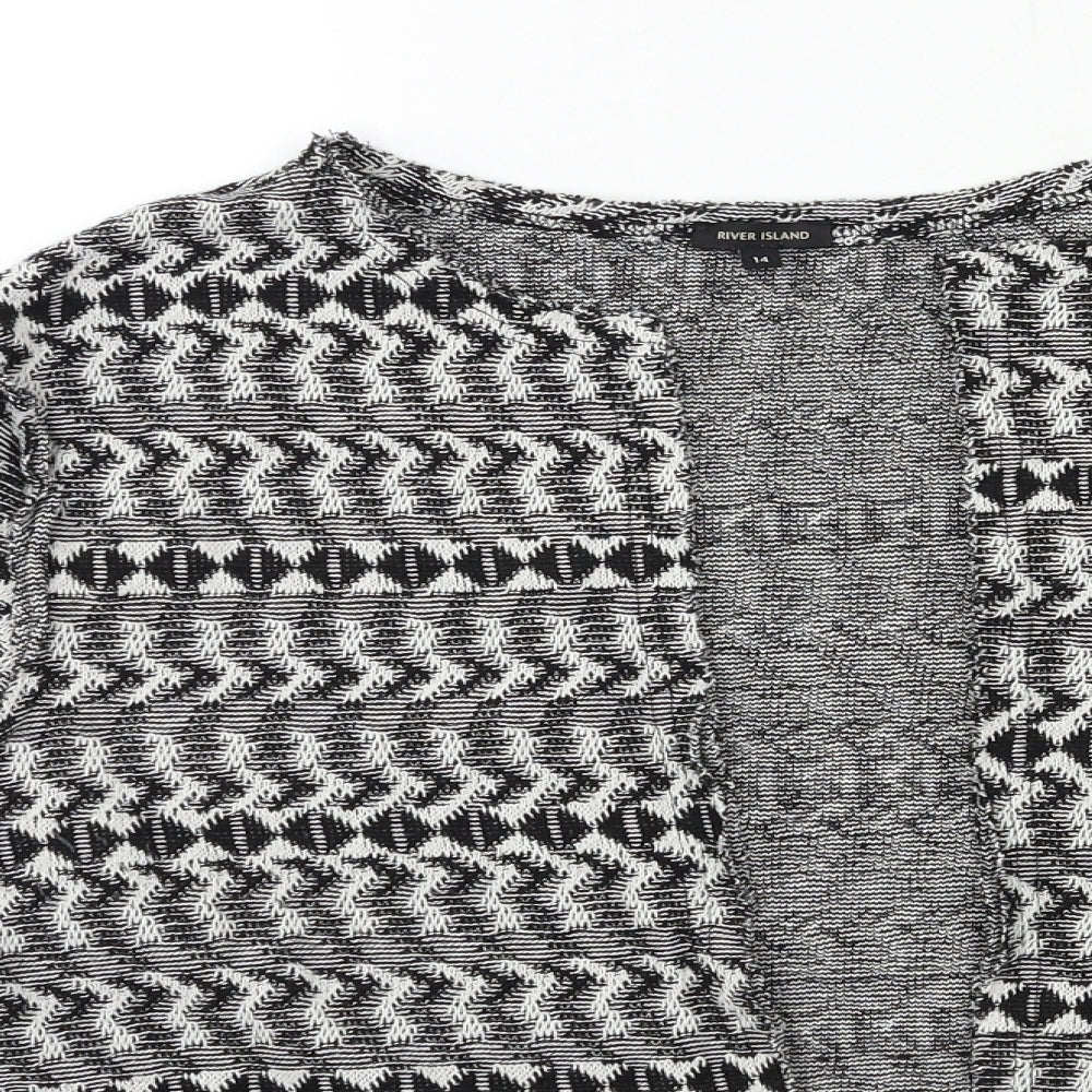 River Island Womens Black Geometric  Cardigan Jumper Size 14
