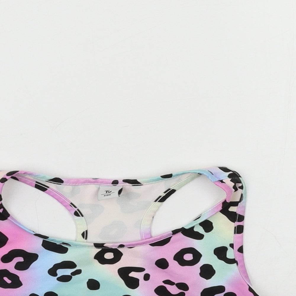 TU Girls Pink Animal Print  Basic Tank Size 10 Years