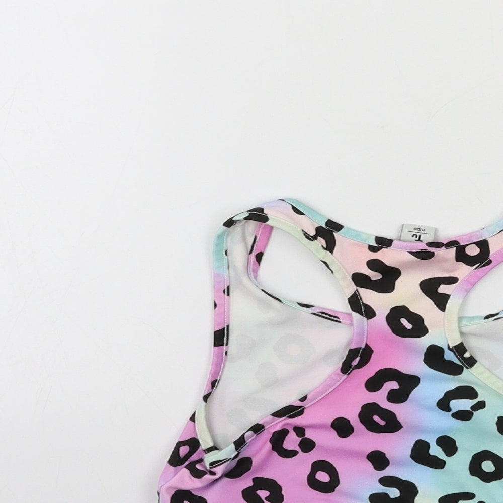 TU Girls Pink Animal Print  Basic Tank Size 10 Years