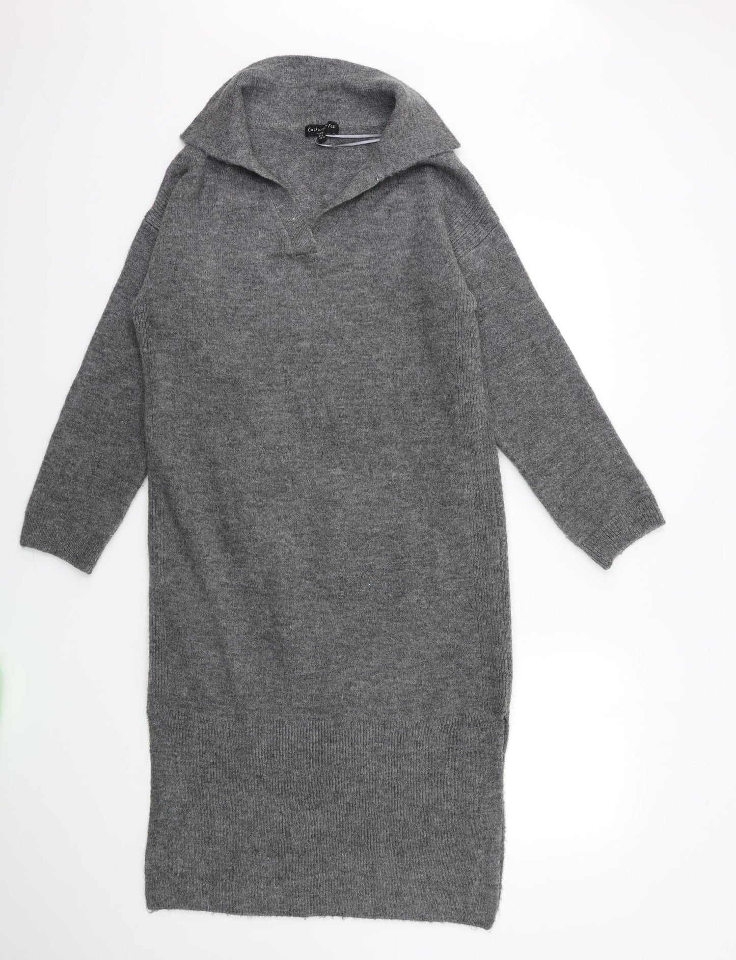 F&F Womens Grey  Knit Jumper Dress  Size 10