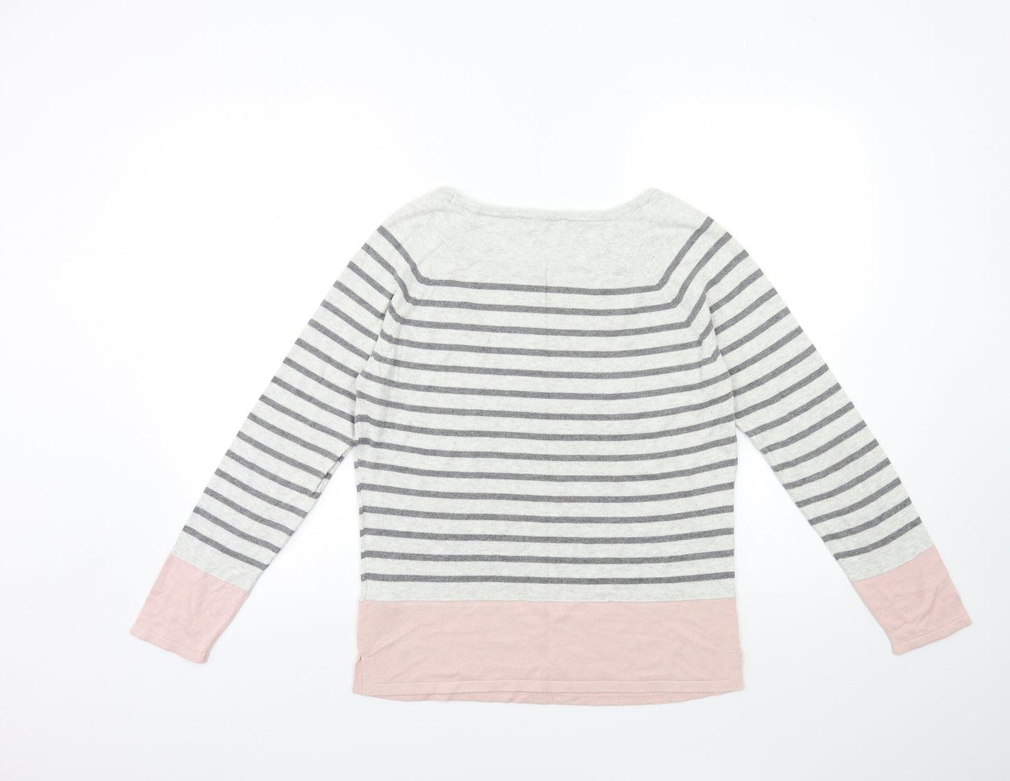 Jasper Conran Womens Grey Striped Knit Pullover Jumper Size 8