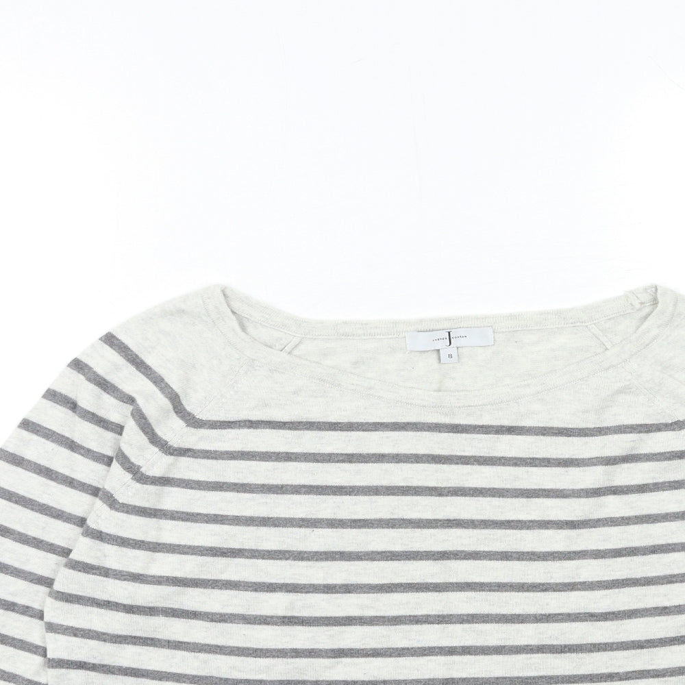 Jasper Conran Womens Grey Striped Knit Pullover Jumper Size 8