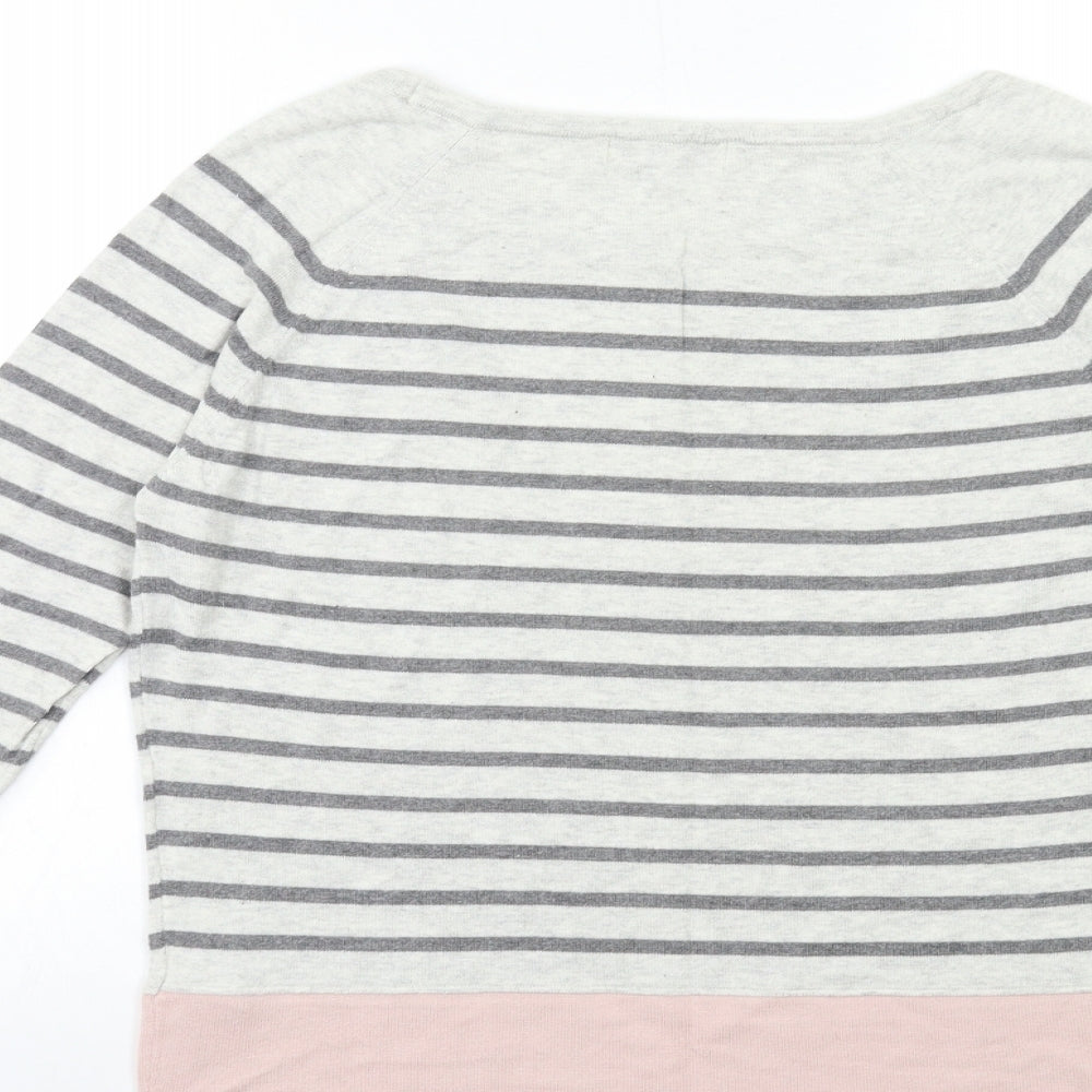 Jasper Conran Womens Grey Striped Knit Pullover Jumper Size 8