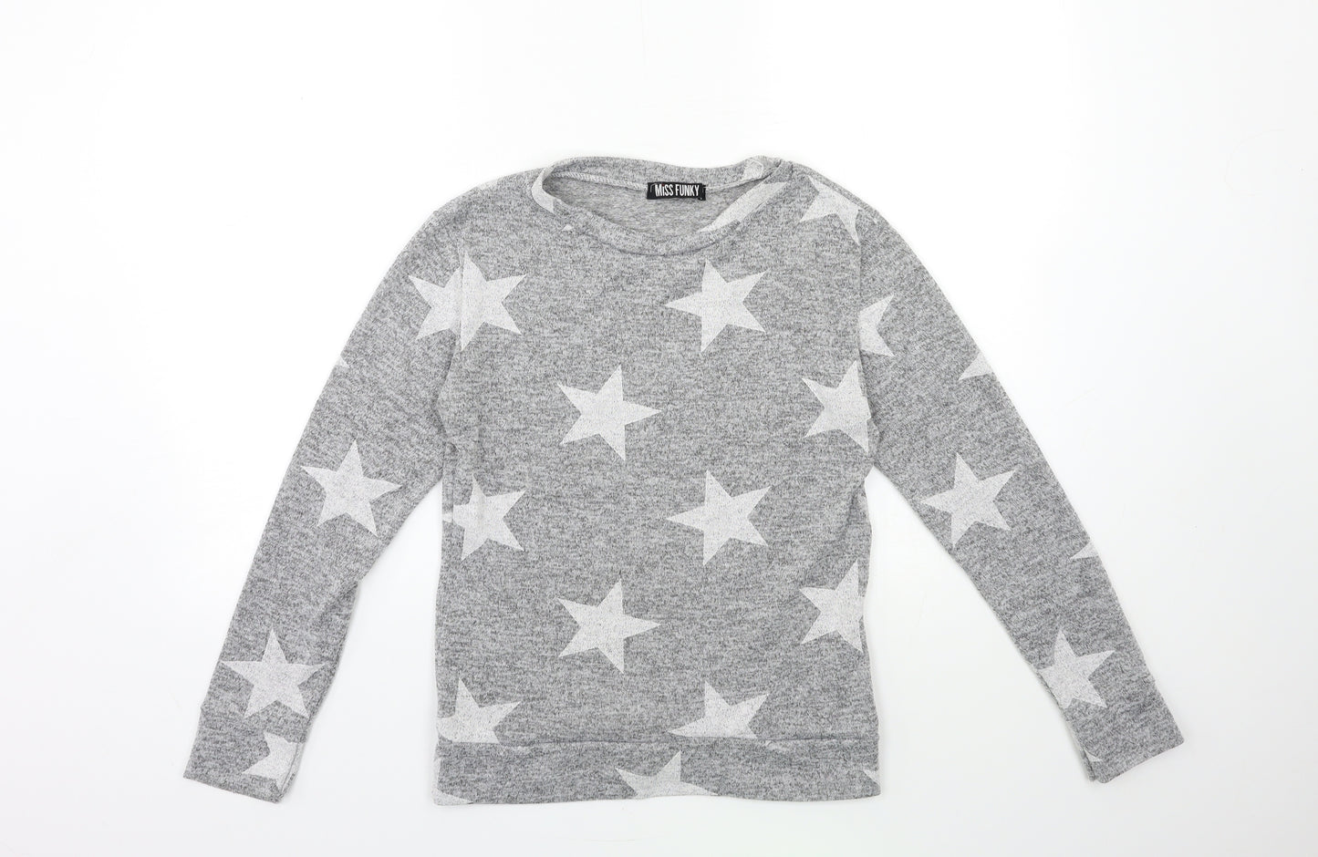 miss funky Womens Grey  Knit Pullover Jumper Size S