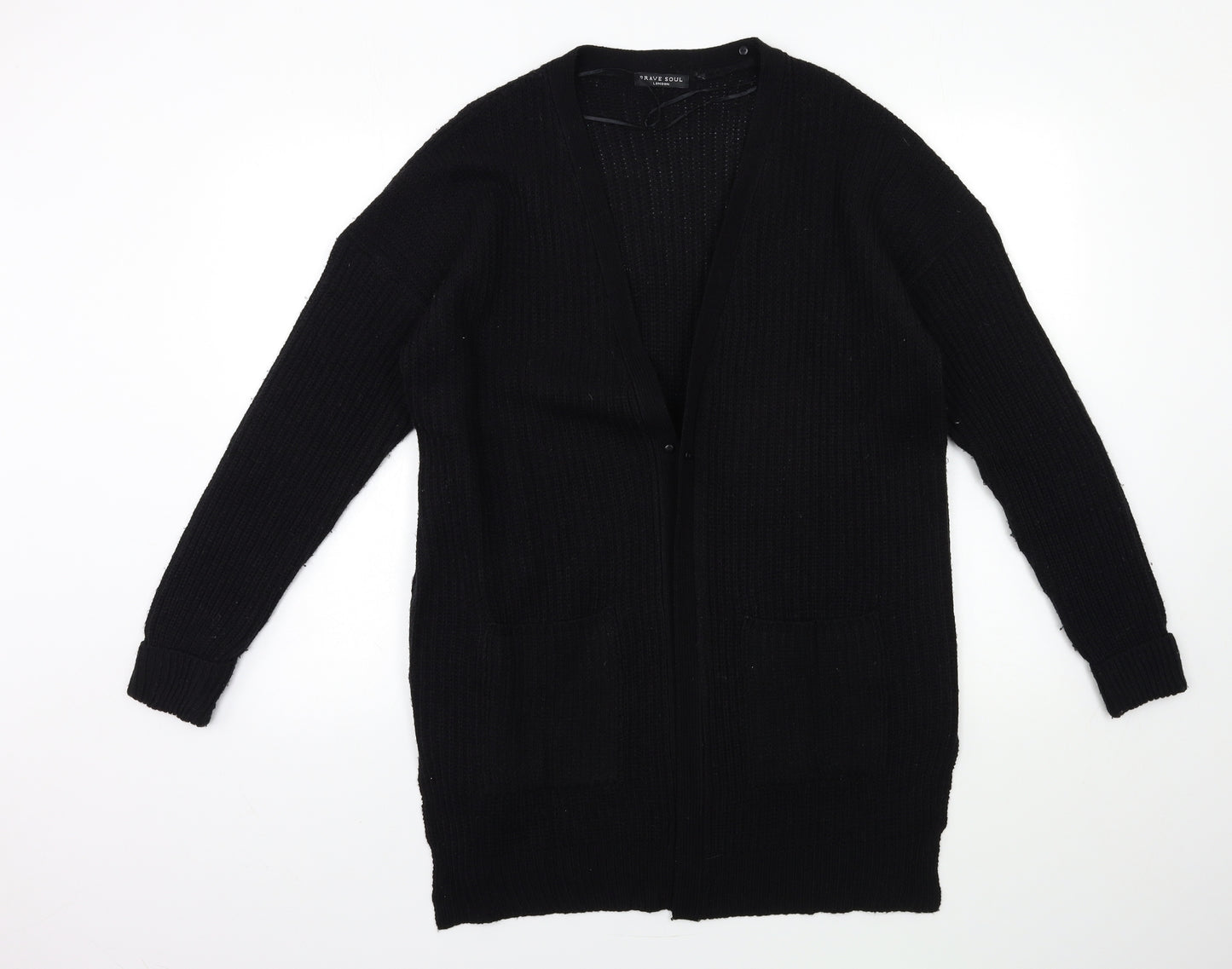 Brave Soul Womens Black  Knit Cardigan Jumper Size L