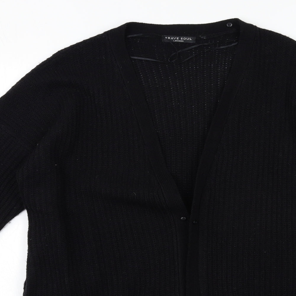 Brave Soul Womens Black  Knit Cardigan Jumper Size L
