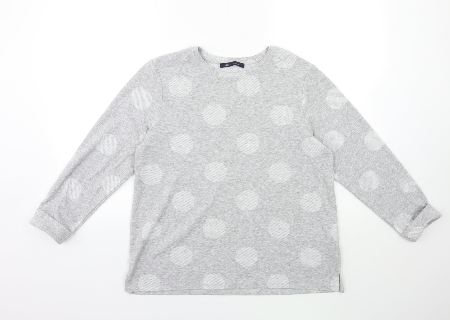 Marks and Spencer Womens Grey Polka Dot Knit Pullover Jumper Size 14