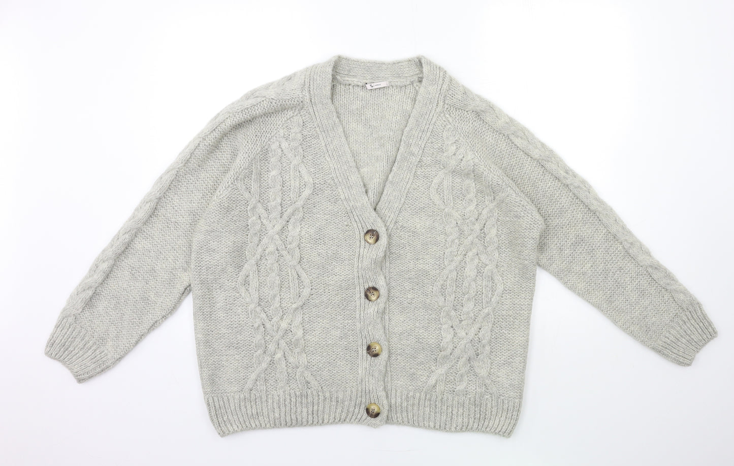 TU Womens Grey  Knit Cardigan Jumper Size L