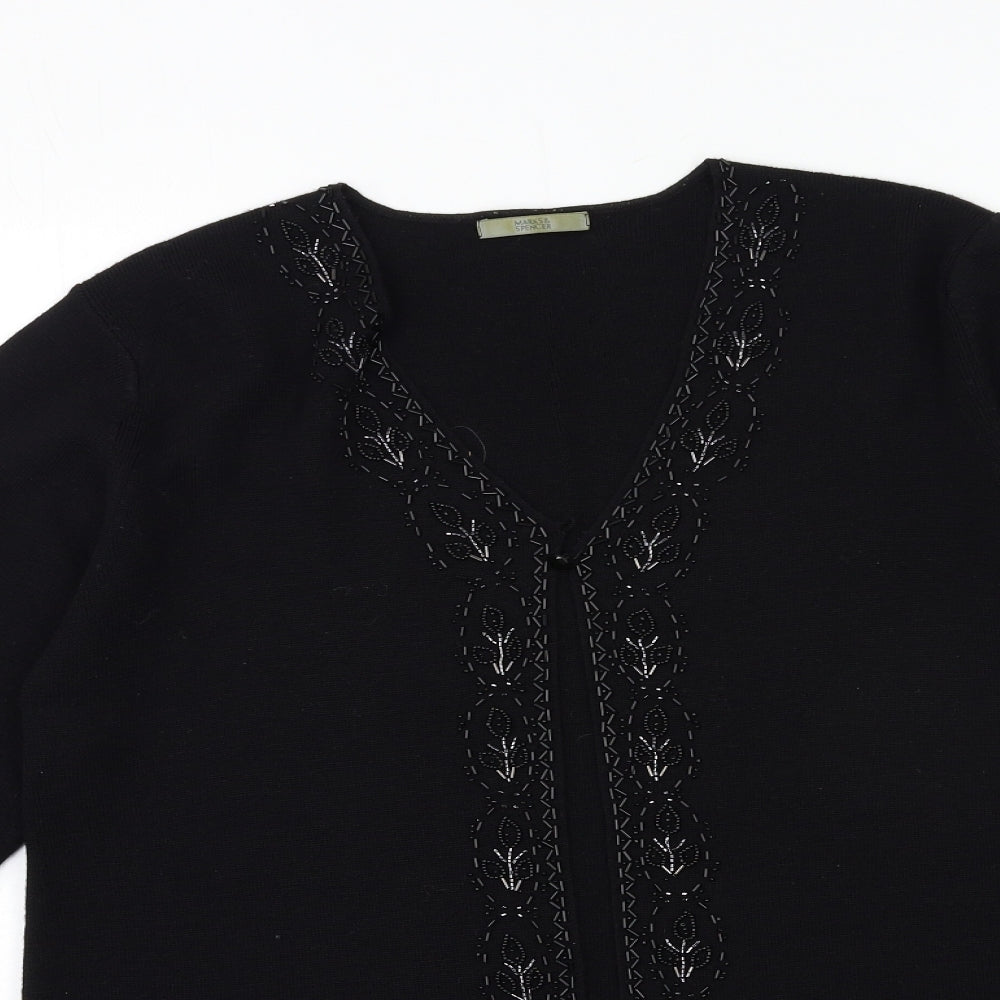 Marks and Spencer Womens Black  Knit Cardigan Jumper Size 16