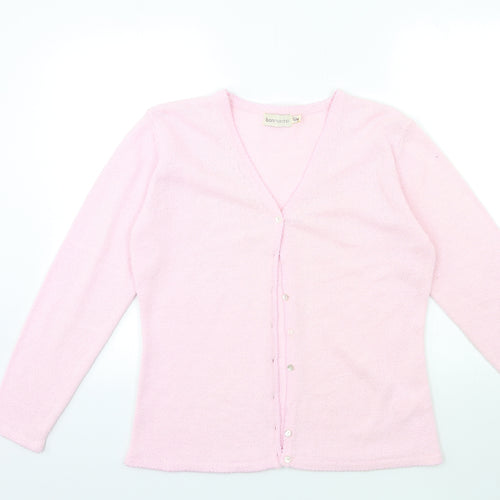 Bonmarché Womens Pink  Knit Cardigan Jumper Size S