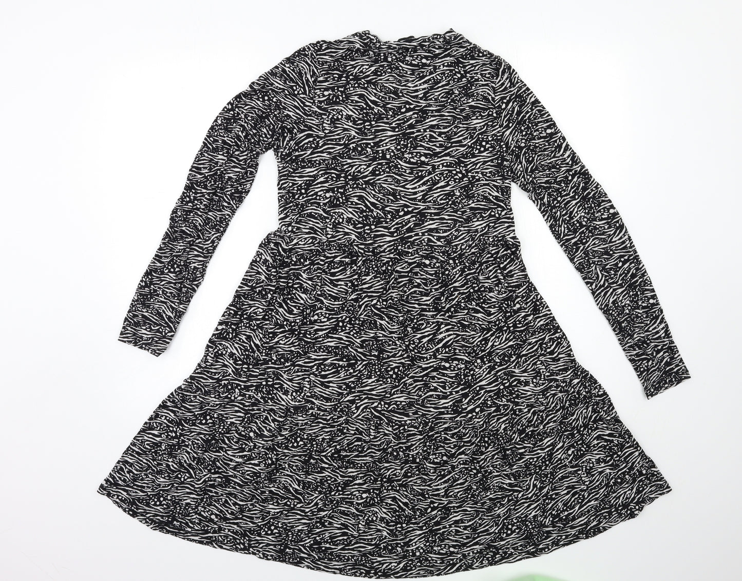 F&F Womens Black Animal Print  A-Line  Size 10