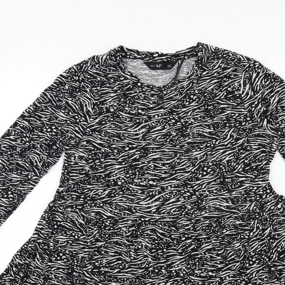 F&F Womens Black Animal Print  A-Line  Size 10