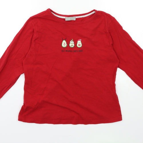 New Look Womens Red   Basic T-Shirt Size XS  - AVO MERRY CHRISTMAS