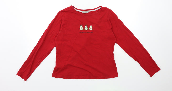 New Look Womens Red   Basic T-Shirt Size XS  - AVO MERRY CHRISTMAS