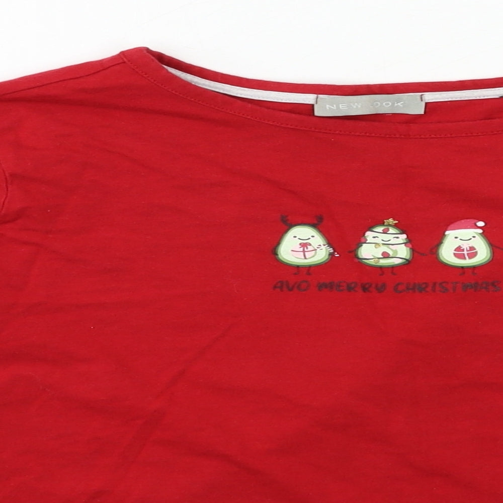 New Look Womens Red   Basic T-Shirt Size XS  - AVO MERRY CHRISTMAS
