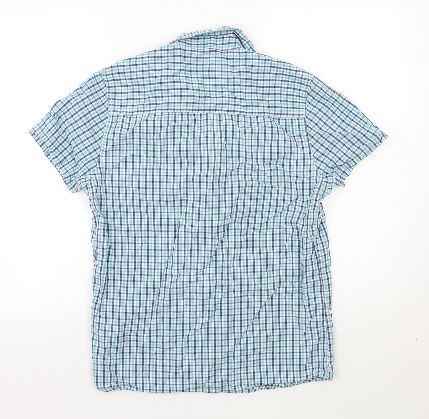 Peacocks Mens Green Check   Dress Shirt Size S