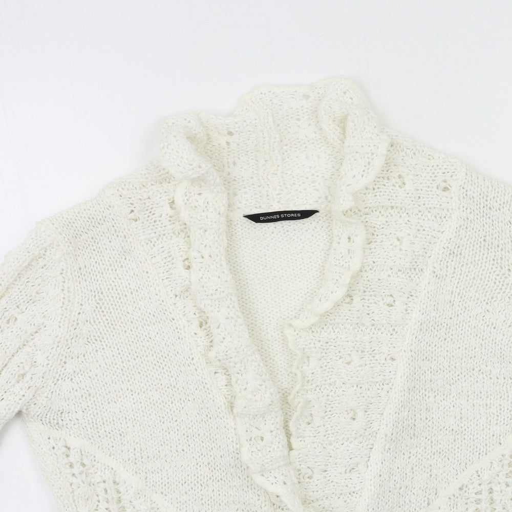 Dunnes Stores Womens White  Knit Cardigan Jumper Size 10