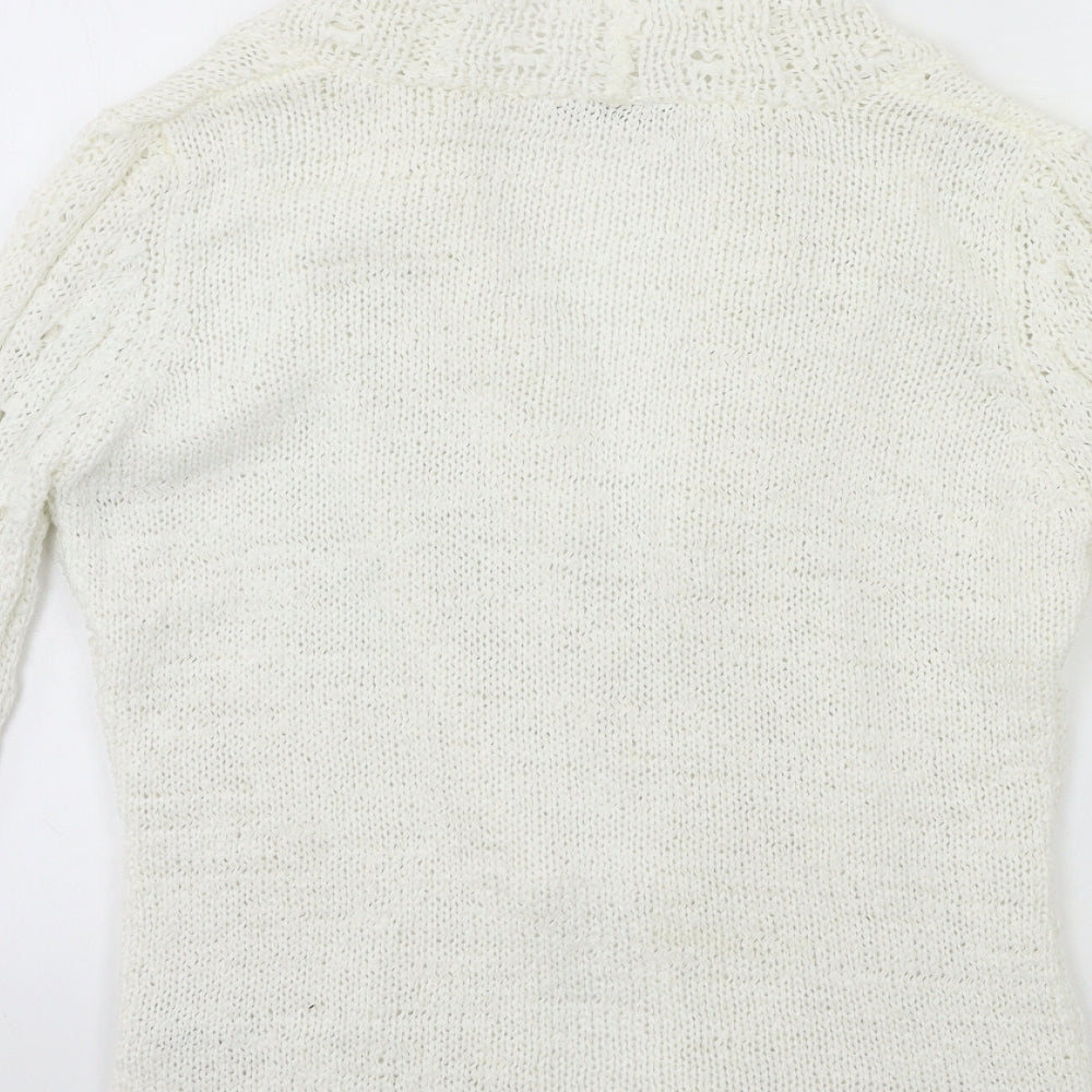 Dunnes Stores Womens White  Knit Cardigan Jumper Size 10