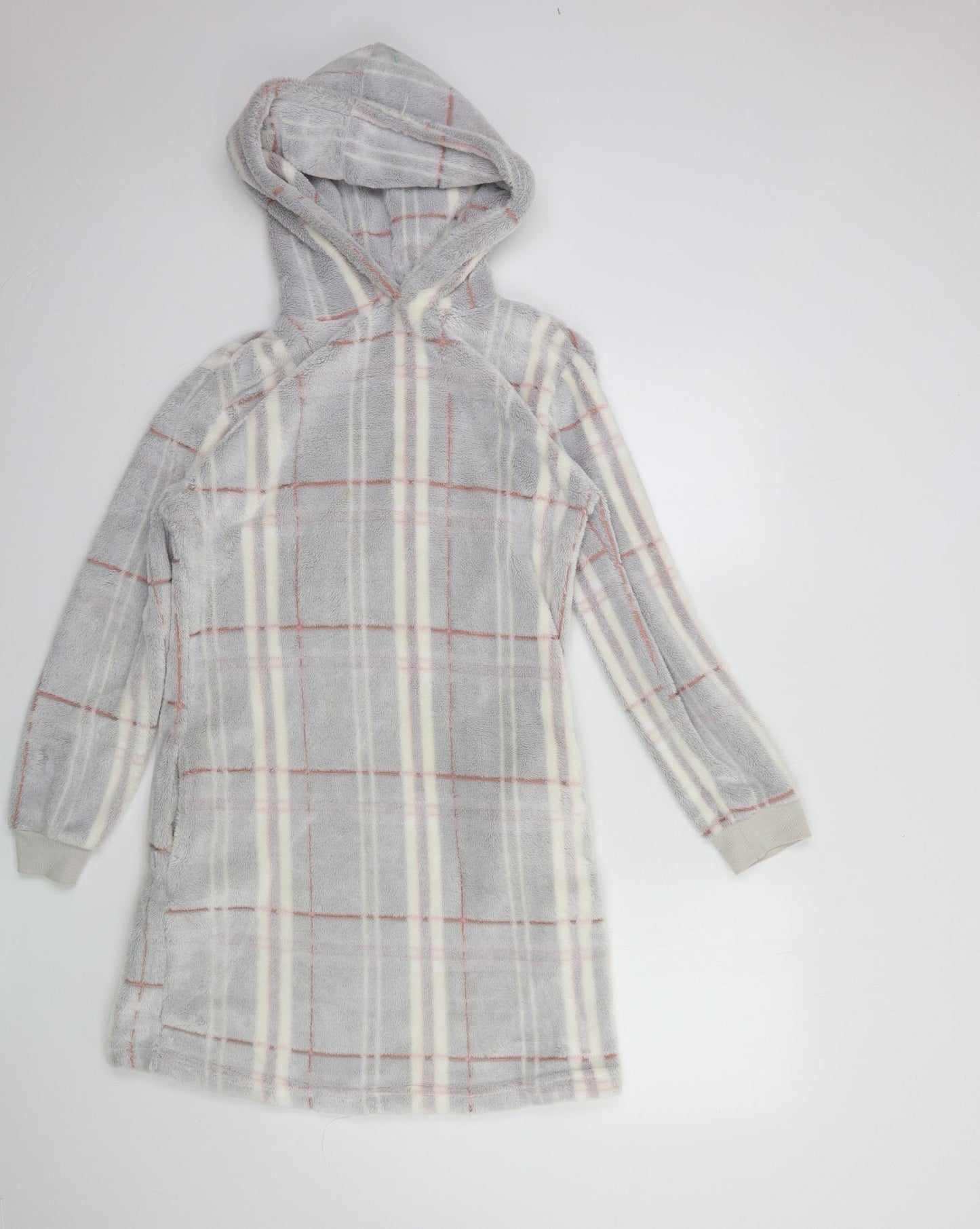 Love To Dream Womens Grey Check Fleece Top Dress Size 8