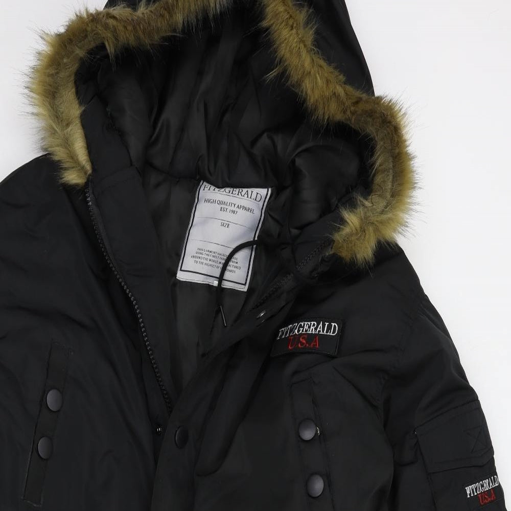 FITZGERALS USA Mens Black   Parka Coat Size 2XL