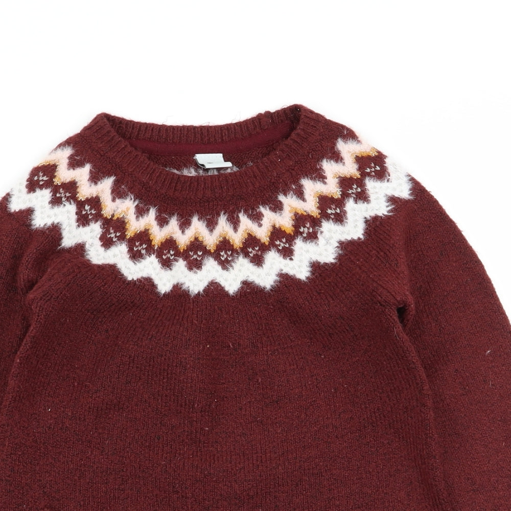 TU Girls Brown Geometric  Jumper Dress  Size 2-3 Years