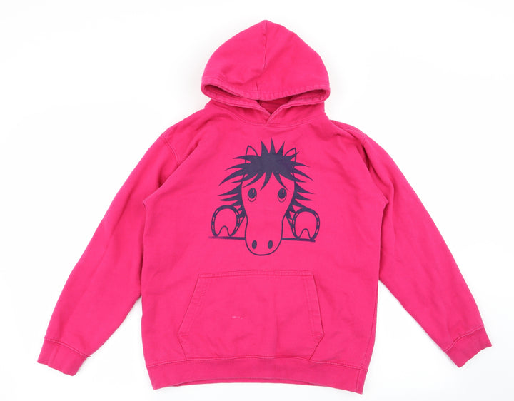 Awdis Girls Pink Animal Print  Pullover Jumper Size 12-13 Years