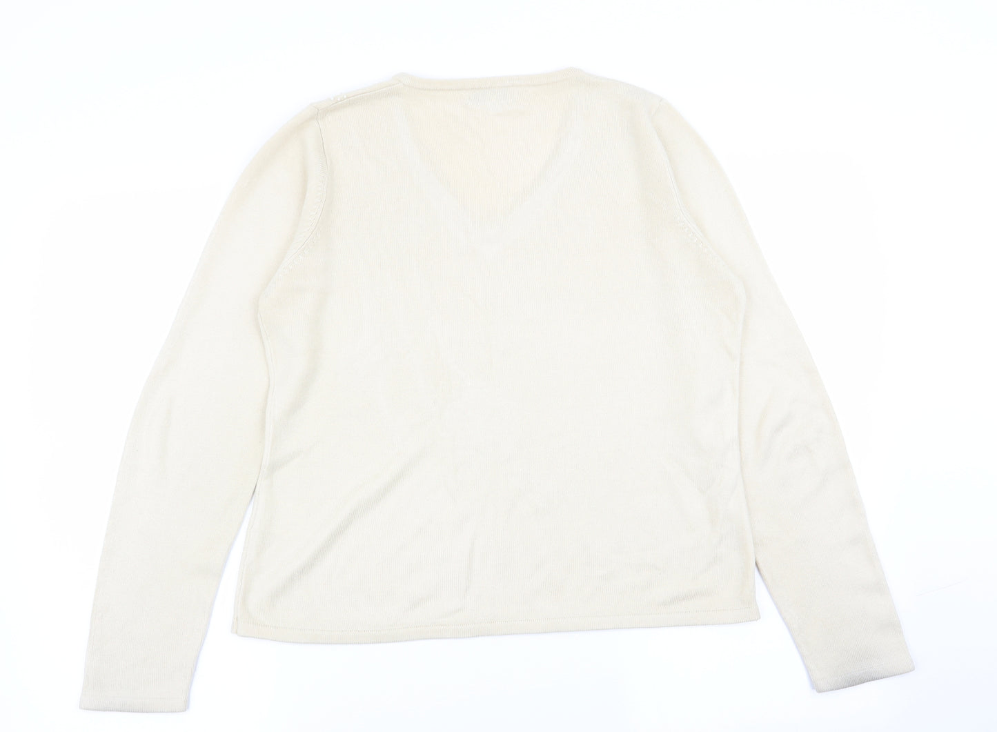 fay louise Womens Beige Floral  Pullover Jumper Size M