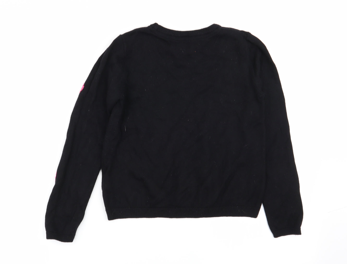M&s Girls Black Polka Dot  Pullover Jumper Size 9-10 Years  - Sequins all over