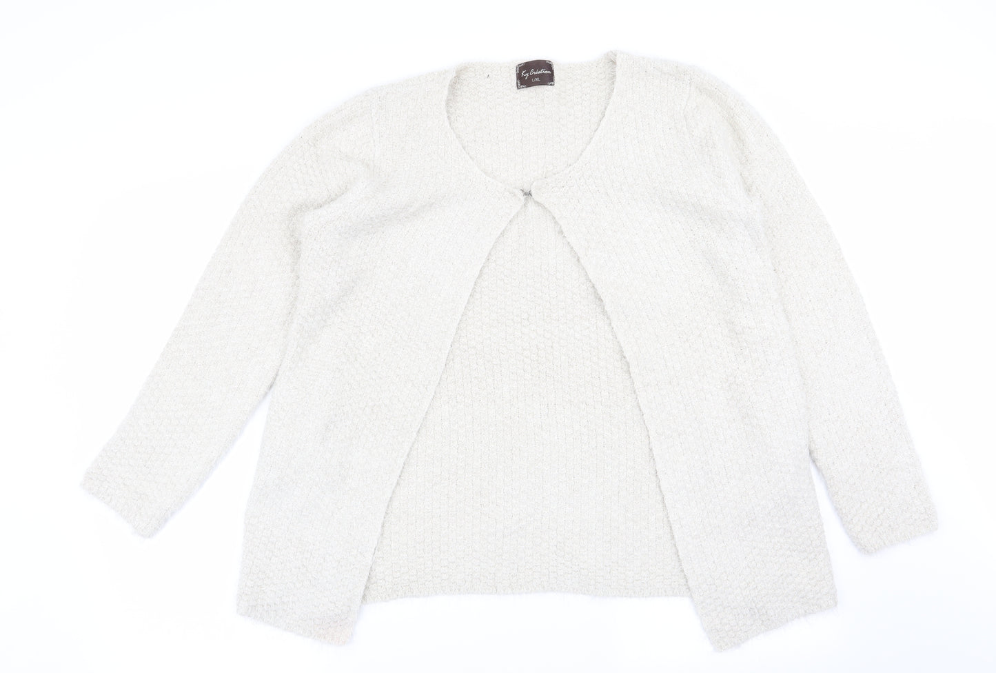 Ky Creations Womens Beige   Cardigan Jumper Size L  - Size L/XL