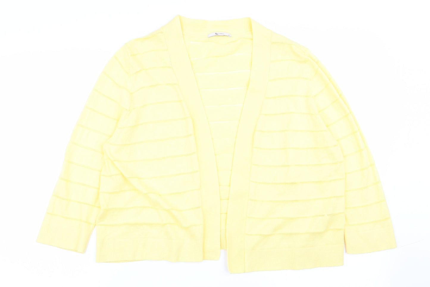 TU Womens Yellow Striped  Cardigan Jumper Size 16