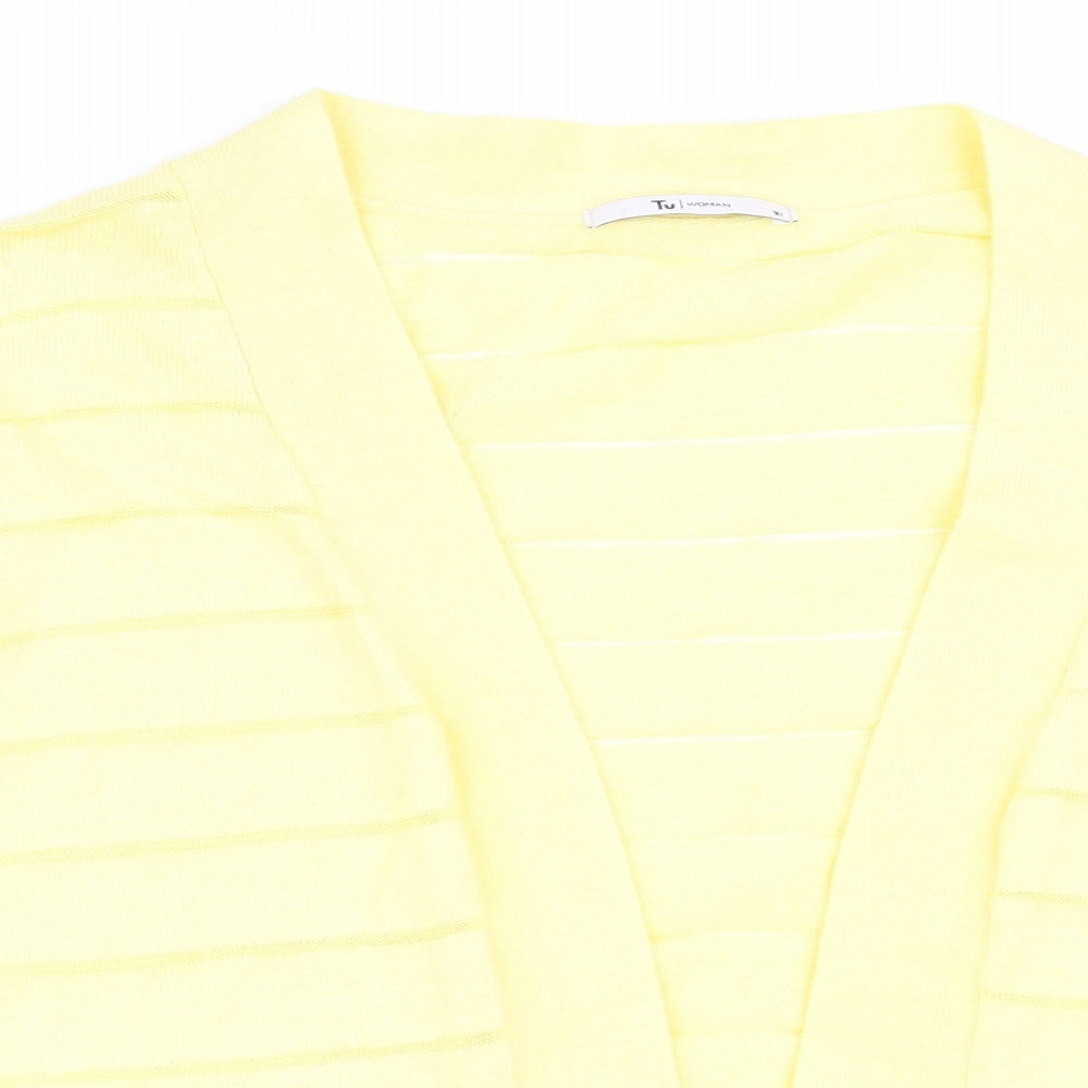 TU Womens Yellow Striped  Cardigan Jumper Size 16
