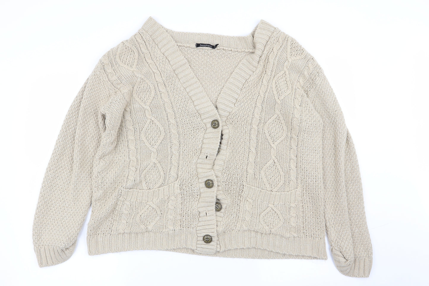 Boohoo Womens Beige   Cardigan Jumper Size M