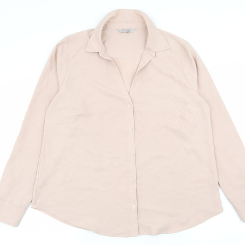H&M Womens Pink   Basic Button-Up Size L