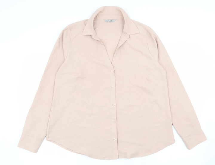 H&M Womens Pink Basic Button-Up Size L