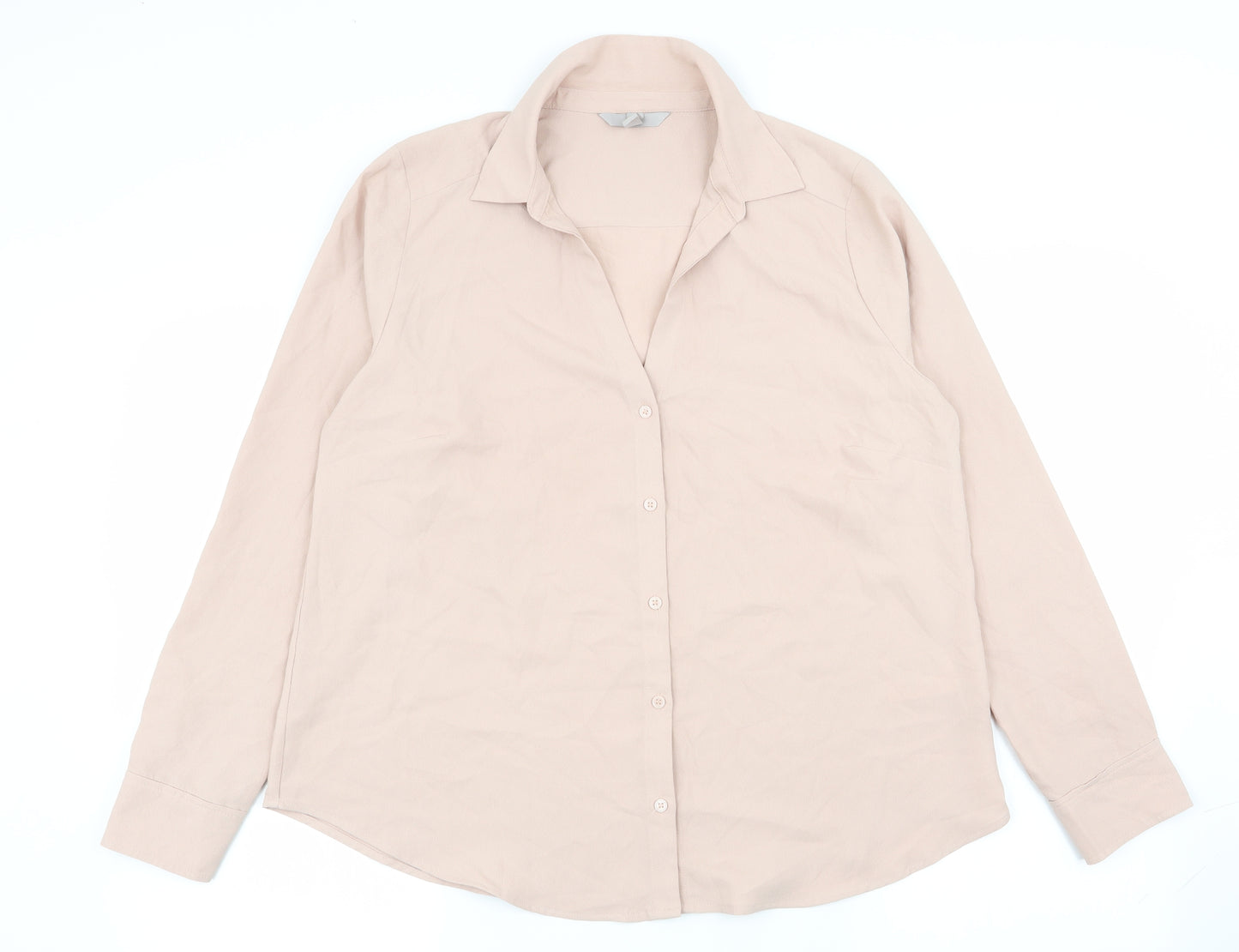 H&M Womens Pink   Basic Button-Up Size L