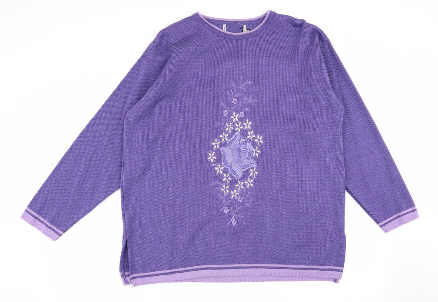 Preworn Womens Purple Floral  Pullover Jumper Size M