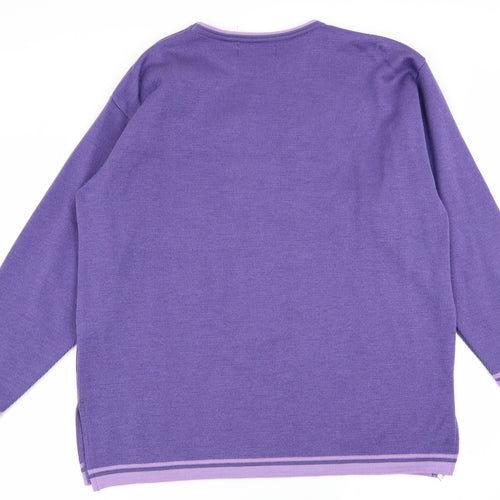 Preworn Womens Purple Floral  Pullover Jumper Size M