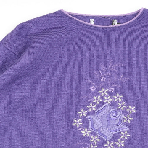 Preworn Womens Purple Floral  Pullover Jumper Size M
