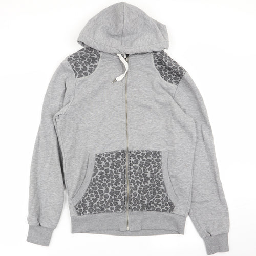 projekts Womens Grey Animal Print  Full Zip Jumper Size S