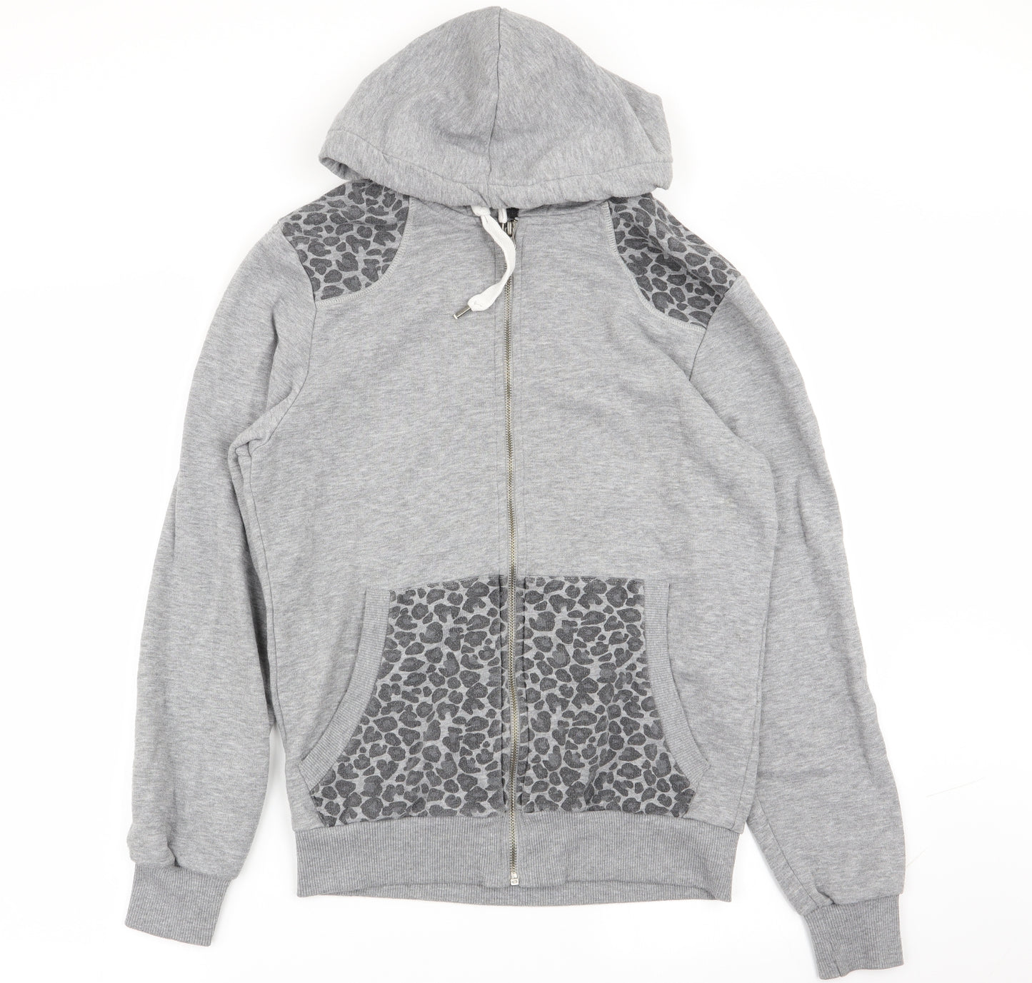 projekts Womens Grey Animal Print  Full Zip Jumper Size S