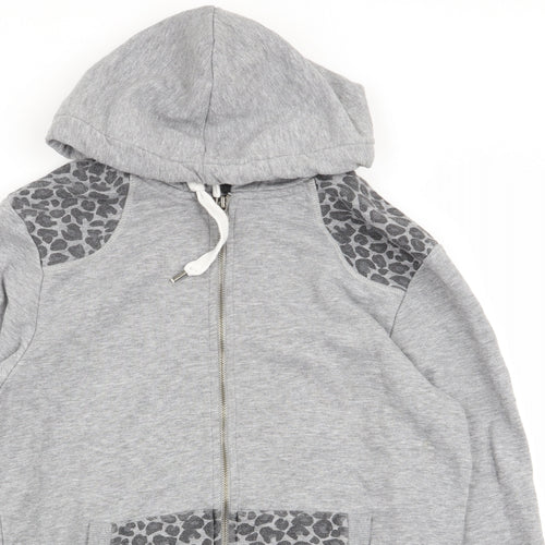 projekts Womens Grey Animal Print  Full Zip Jumper Size S