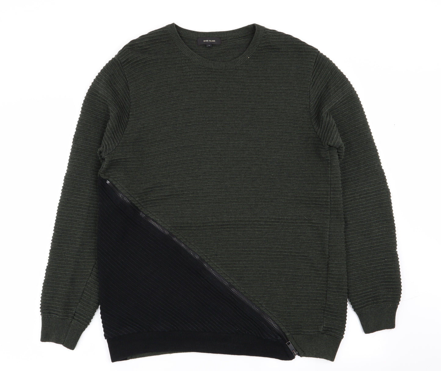 River Island Mens Green   Cardigan Jumper Size L