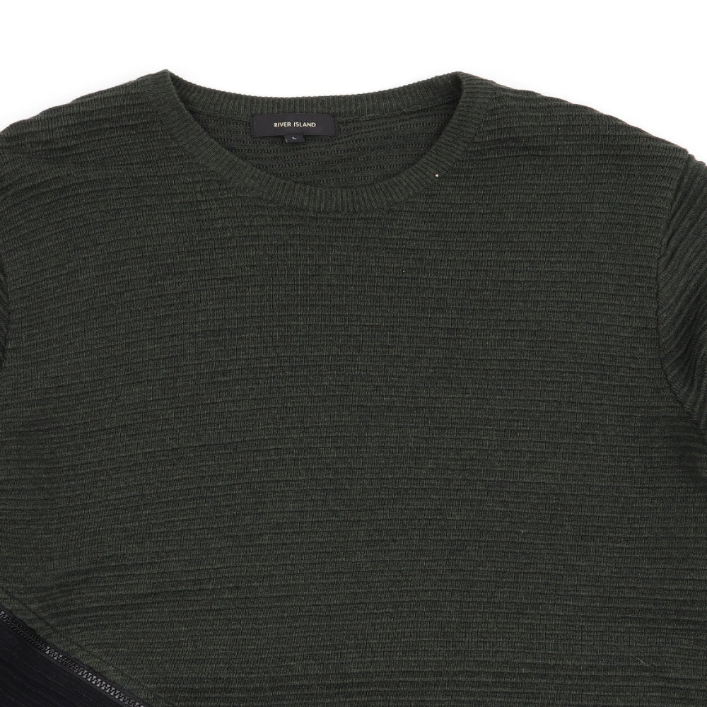 River Island Mens Green   Cardigan Jumper Size L