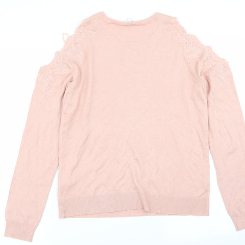 Warehouse Womens Pink Floral  Pullover Jumper Size 12